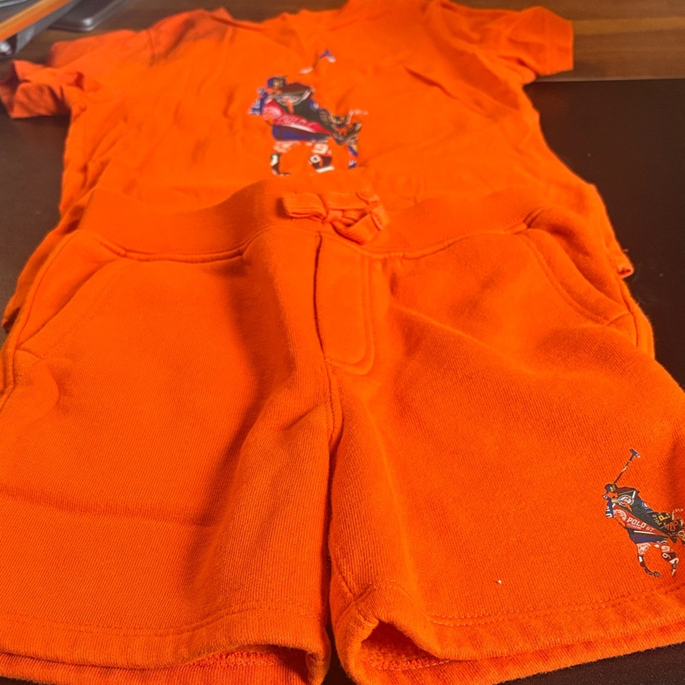 Ralph Lauren Orange Graphic T-Shirt and Shorts Set